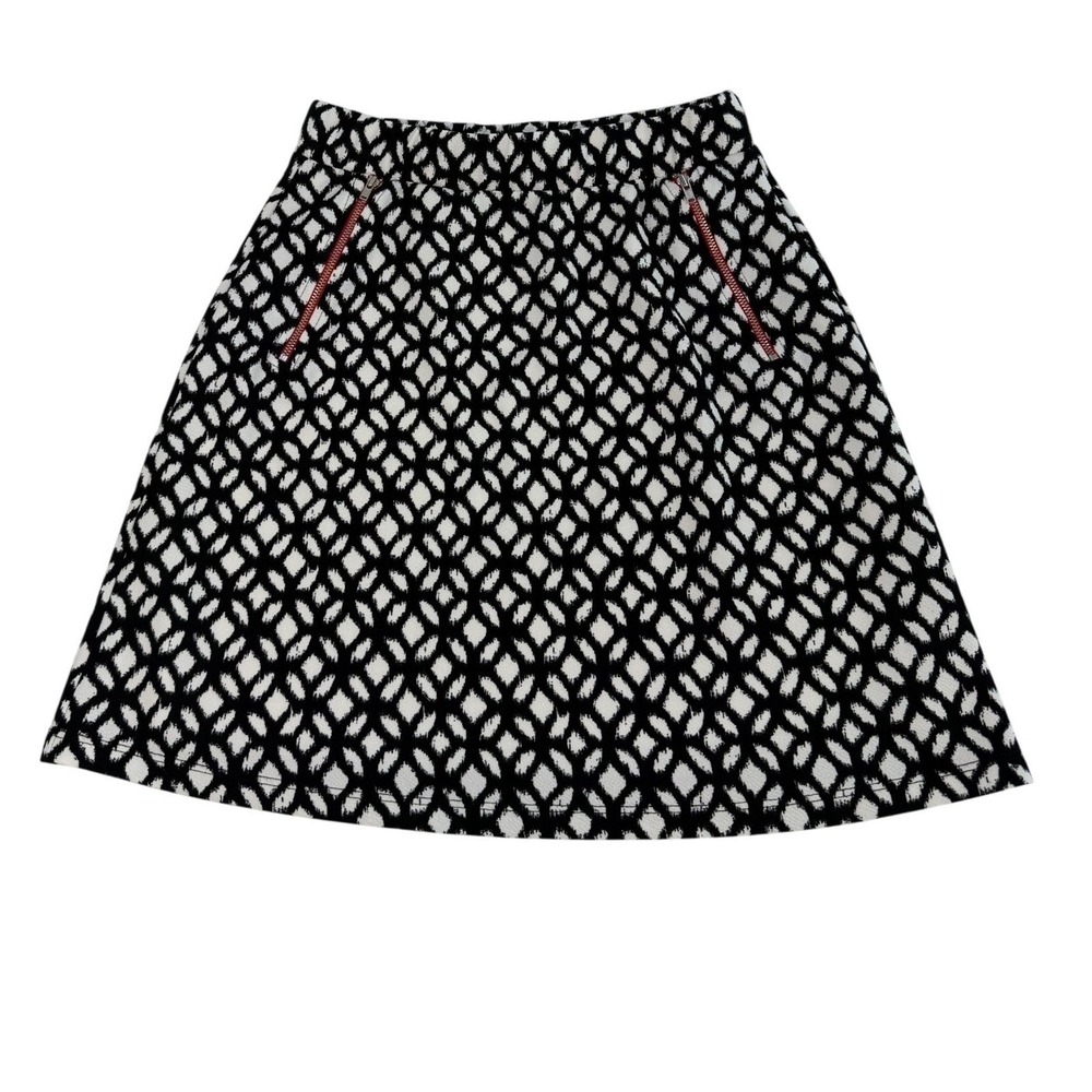 Le Lis Collection Black White Geometric Ikat Print A-Line Mini Skirt Size Small